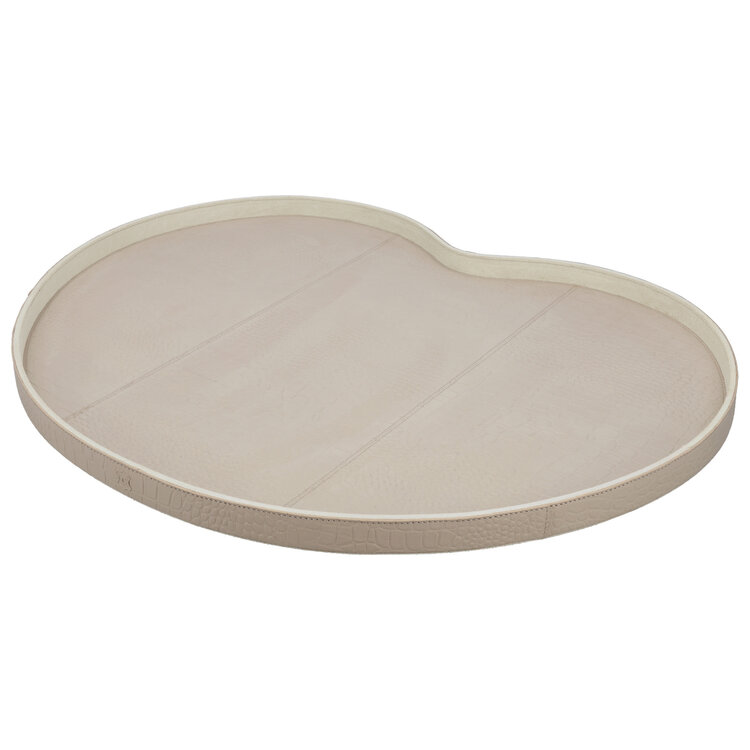 Chamada Decoratief dienblad croco leren Kidney tray Chloë beige XL