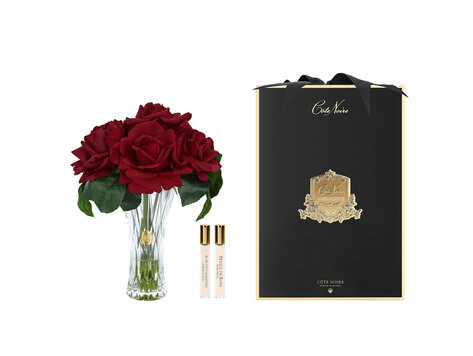 Côte Noire Luxury Charente Seven Carmine Red Roses Bouquet Black Box