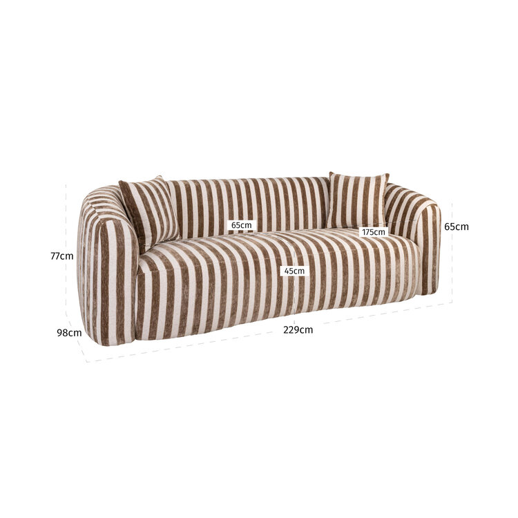 Richmond Interiors Sofa 3-zitsbank Luxandra stripes sand