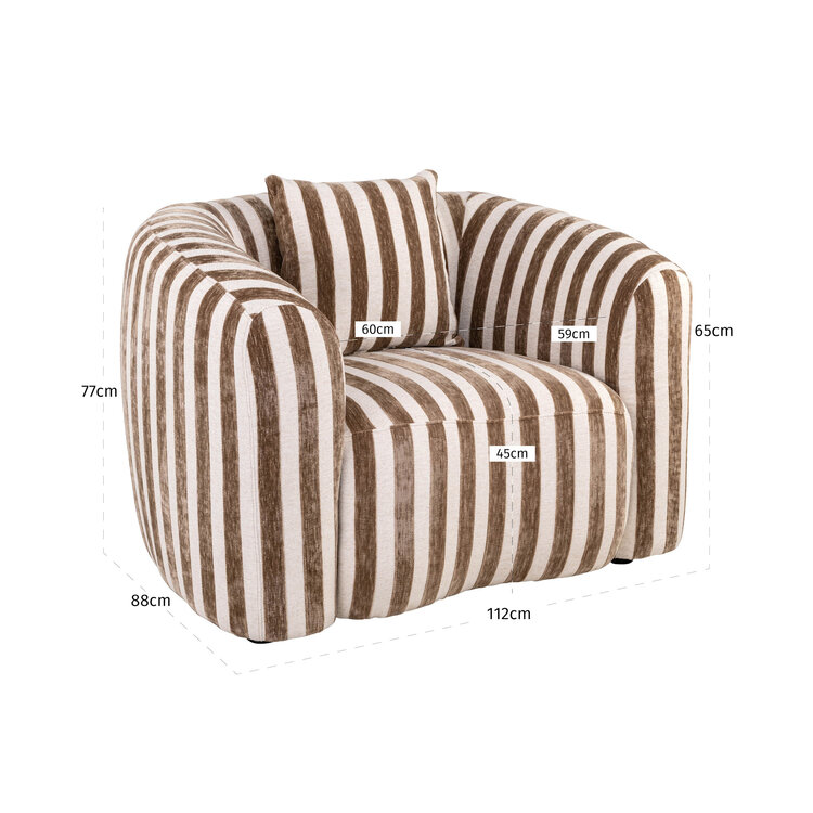 Richmond Interiors Loungestoel fauteuil Luxandra stripes sand