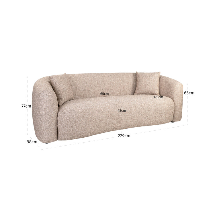 Richmond Interiors Sofa 3-zitsbank Luxandra sand tweed
