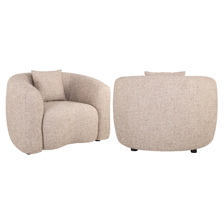 Richmond Interiors Loungestoel fauteuil Luxandra sand tweed