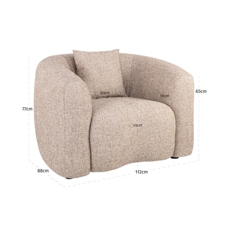 Richmond Interiors Loungestoel fauteuil Luxandra sand tweed