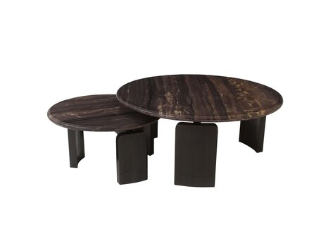 Richmond Interiors Salontafel Menton Burgundy Marmer Rond Set van 2