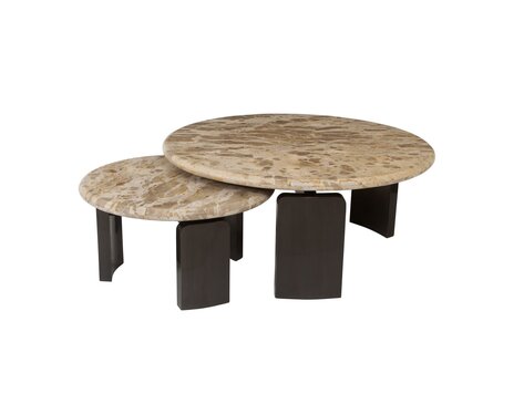 Richmond Interiors Salontafel Bayonne Bronze Marmer Rond Set van 2