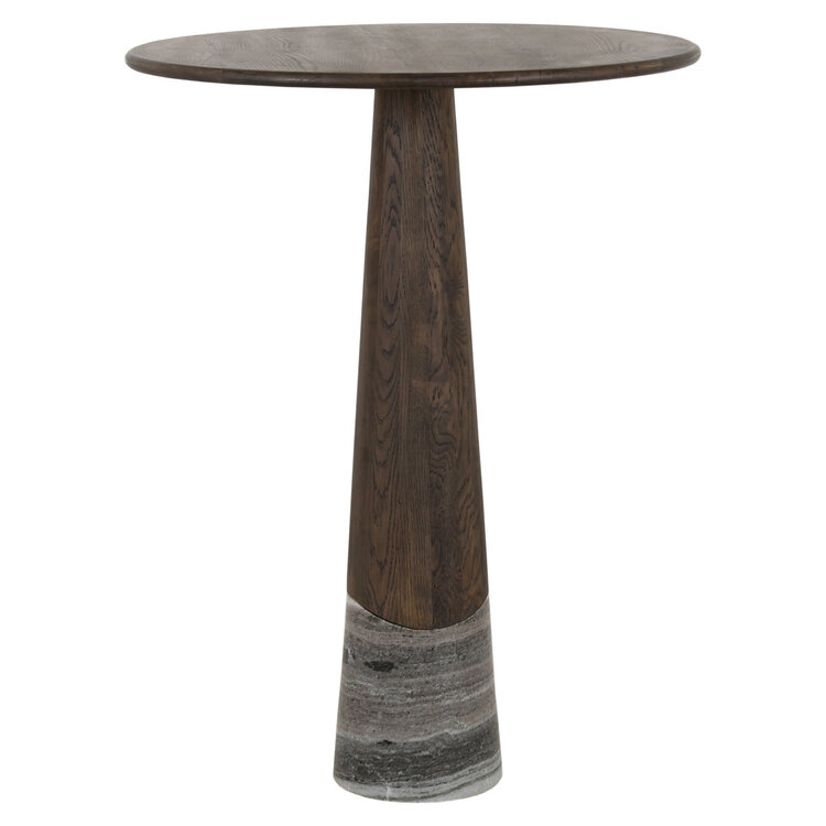 Richmond Interiors Bartafel Harper Smoked Charchoal Eikenhout Marmer Rond