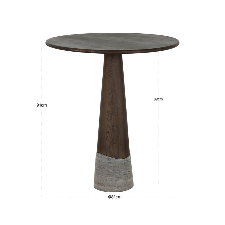 Richmond Interiors Countertafel Harper Smoked Charchoal Eikenhout Marmer Rond