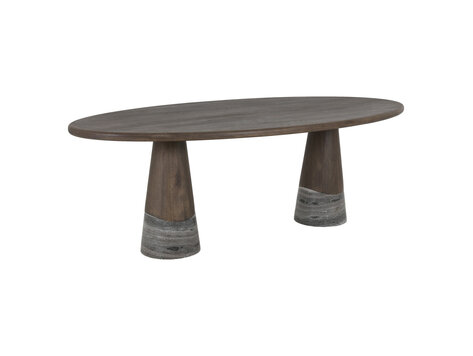 Richmond Interiors Eettafel Harper Smoked Charchoal Eikenhout Marmer Ovaal