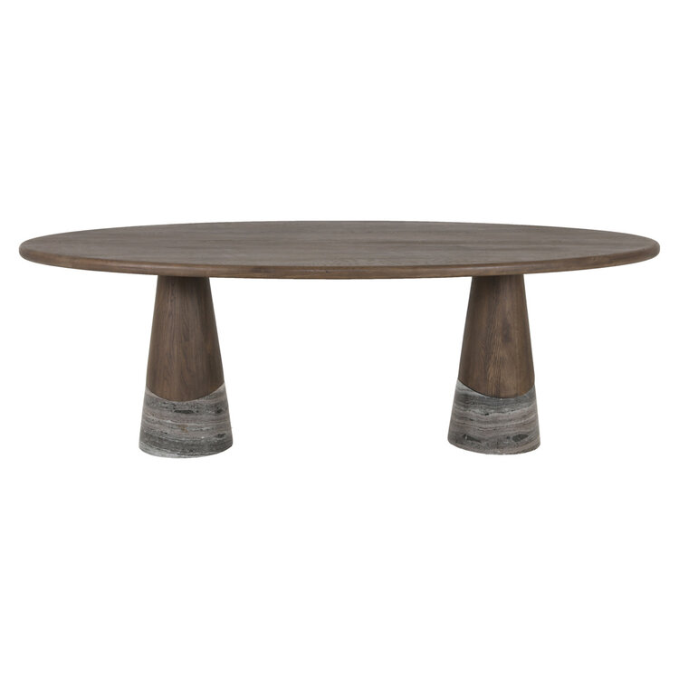 Richmond Interiors Eettafel Harper Smoked Charchoal Eikenhout Marmer Ovaal
