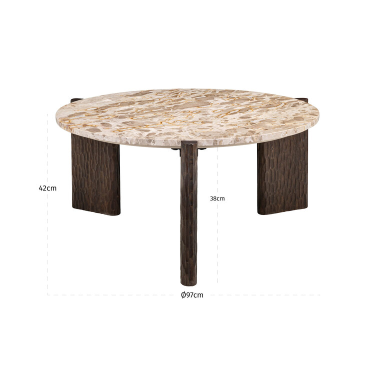 Richmond Interiors Salontafel Kato Natural Marmer Mangohout Rond