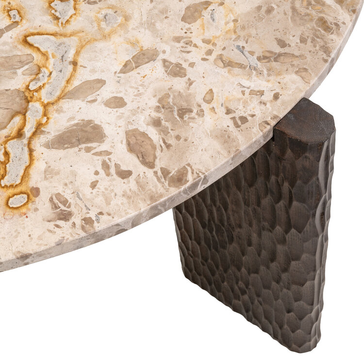 Richmond Interiors Salontafel Kato Natural Marmer Mangohout Rond