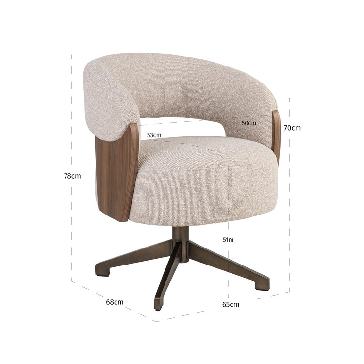 Richmond Interiors Eetkamerstoel Pollux lodge desert walnut draaibaar