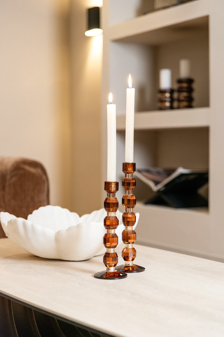 Richmond Interiors Kandelaar Lowan Brown Glas Bruin Klein