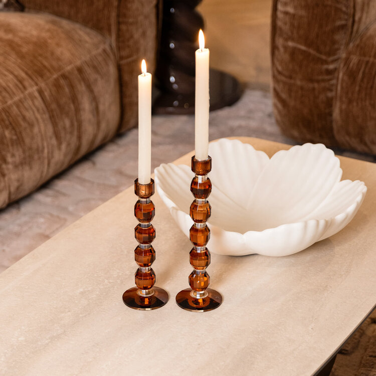 Richmond Interiors Kandelaar Lowan Brown Glas Bruin Groot