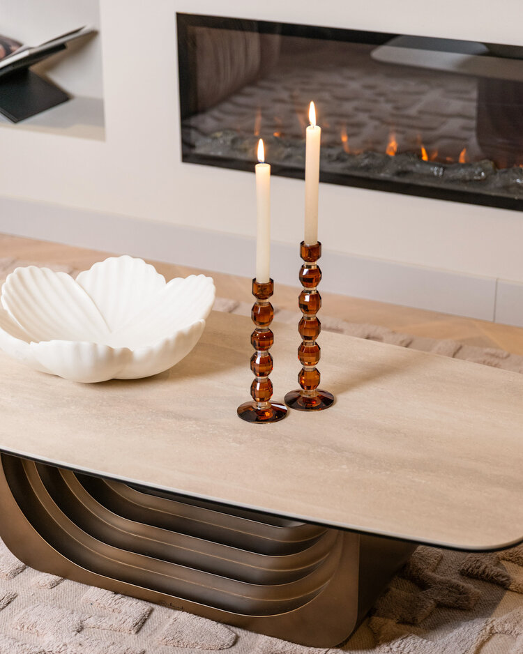 Richmond Interiors Kandelaar Lowan Brown Glas Bruin Groot