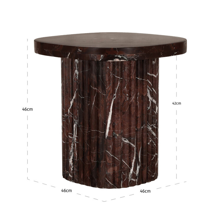 Richmond Interiors Bijzettafel Orchid Burgundy Marmer Ø46 cm rond