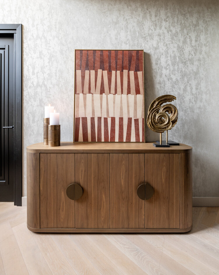 Richmond Interiors Kandelaar Aya Brushed Gold Aluminium Rotan Klein