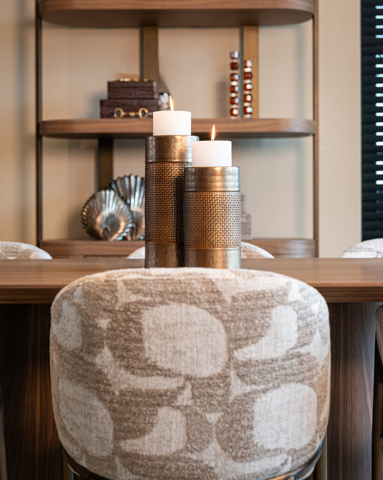 Richmond Interiors Kandelaar Sky Brushed Gold Aluminium Rotan Groot