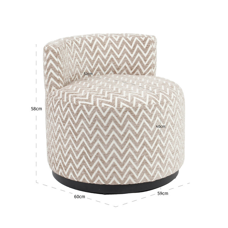 Richmond Interiors Loungestoel Fauteuil Franny Sand Chevron
