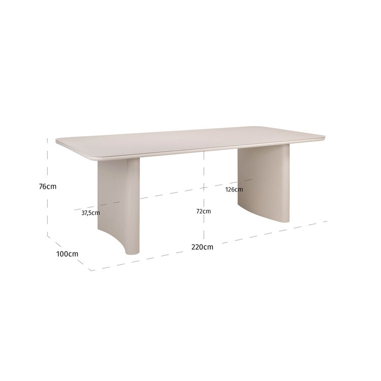 Richmond Interiors Outdoor eettafel Senza Light Beige 220 cm