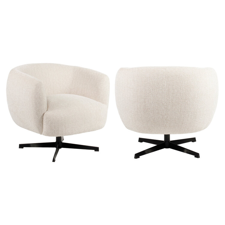 Richmond Interiors Loungestoel Fauteuil Estelle beige blockweave draaibaar
