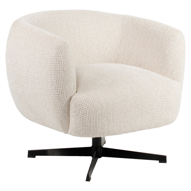 Richmond Interiors Loungestoel Fauteuil Estelle beige blockweave draaibaar
