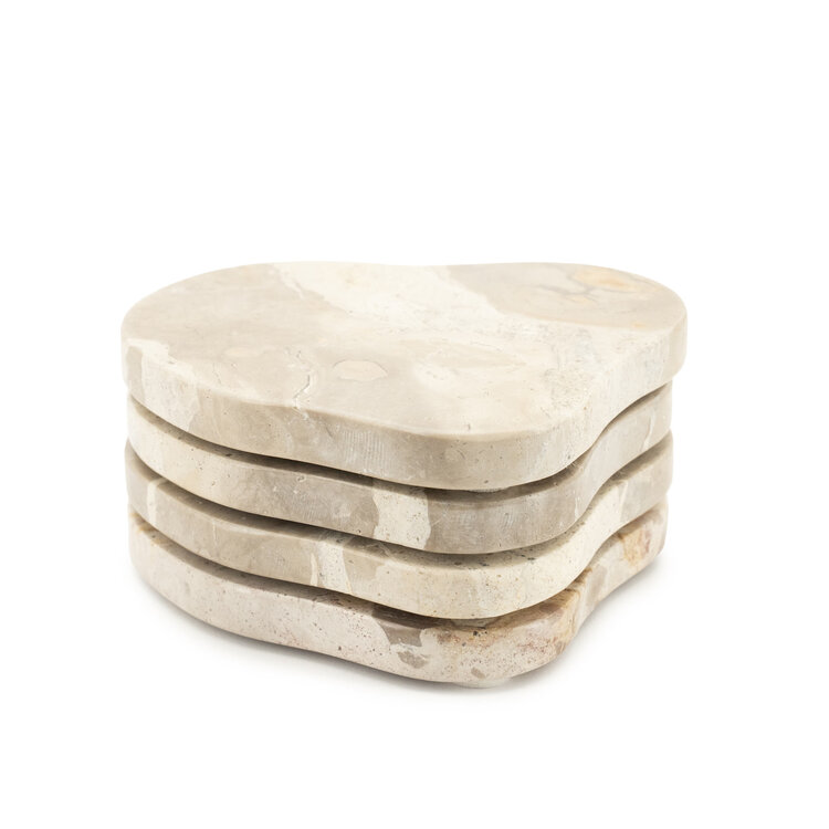 By-Boo Onderzetter Coaster Marrone marmer set van 4