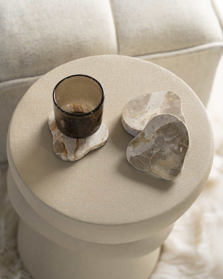 By-Boo Onderzetter Coaster Marrone marmer set van 4