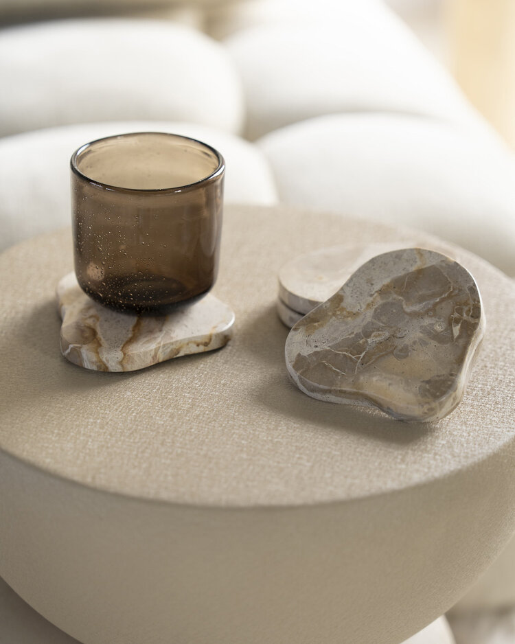 By-Boo Onderzetter Coaster Marrone marmer set van 4