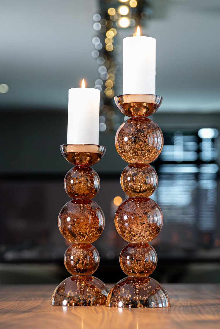 Richmond Interiors Kandelaar Jolita brown bruin glas groot