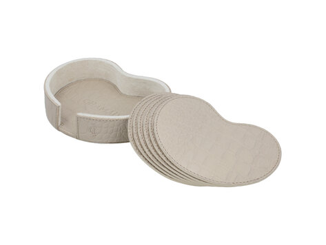 Chamada Onderzetter croco kidney Chloë XS set van 6 beige