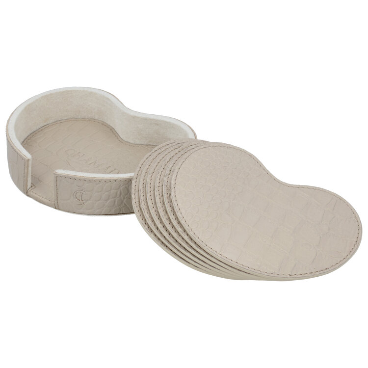 Chamada Onderzetter croco kidney Chloë XS set van 6 beige