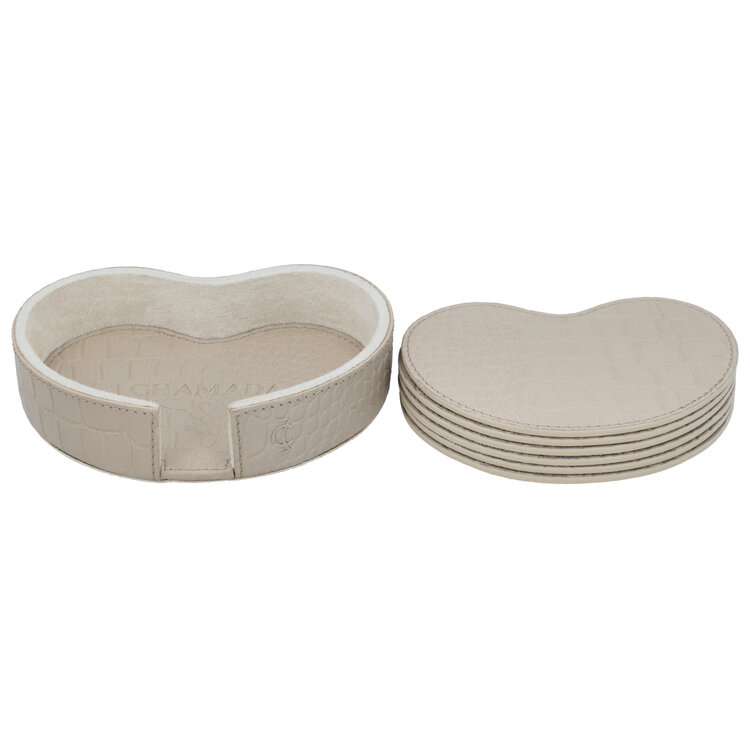 Chamada Onderzetter croco kidney Chloë XS set van 6 beige
