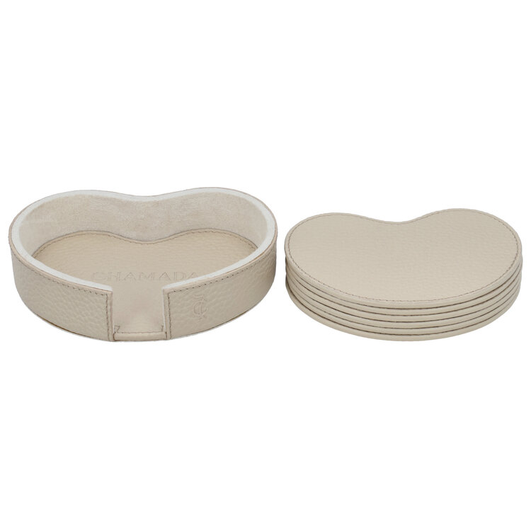 Chamada Onderzetter effen kidney Esther XS set van 6 beige