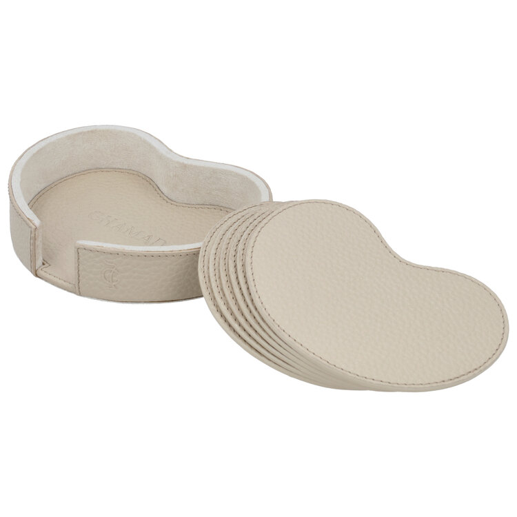Chamada Onderzetter effen kidney Esther XS set van 6 beige