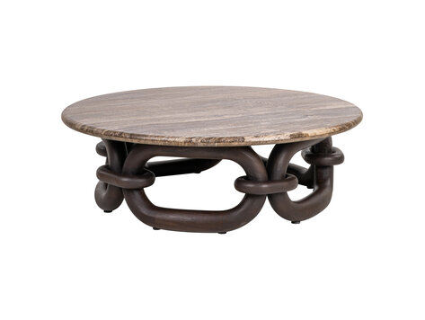 Richmond Interiors Salontafel Chainey Ash Brown Travertine Mangohout Rond  Ø110 cm