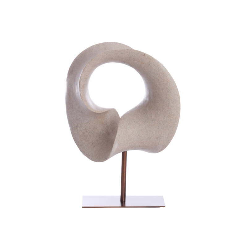 Ornament Vodice taupe donker brons op voet