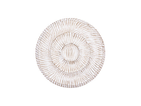 PTMD Collection Zoelle Off White MDF carved circle wandpaneel rond Small