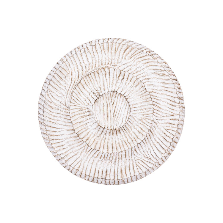 PTMD Collection Zoelle Off White MDF carved circle wandpaneel rond Small