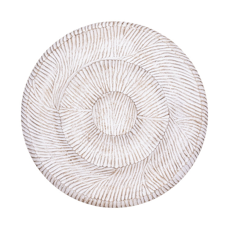 PTMD Collection Zoelle Off White MDF carved circle wandpaneel rond Medium