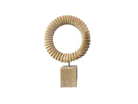 PTMD Collection Alula Dark Onyx stone ornament rond geribbeld hoog