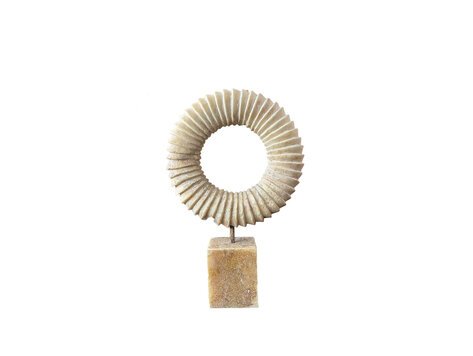 PTMD Collection Alula Light Onyx stone ornament rond geribbeld laag