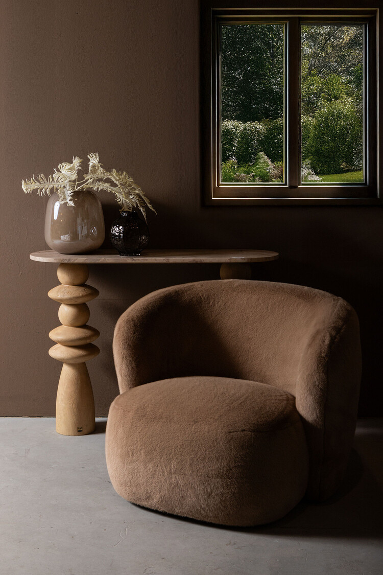 PTMD Collection Aphrodite Mocca Fauteuil faux fur