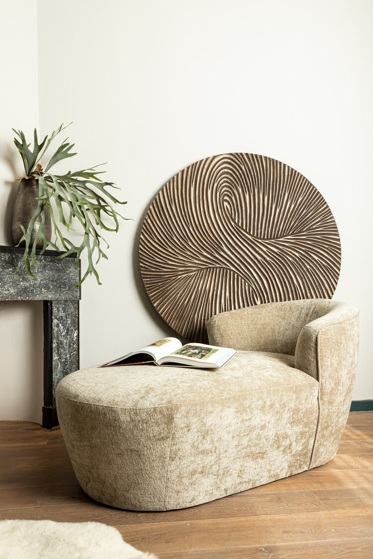 PTMD Collection Wiktor Brown MDF swirl carved wandpaneel rond Medium