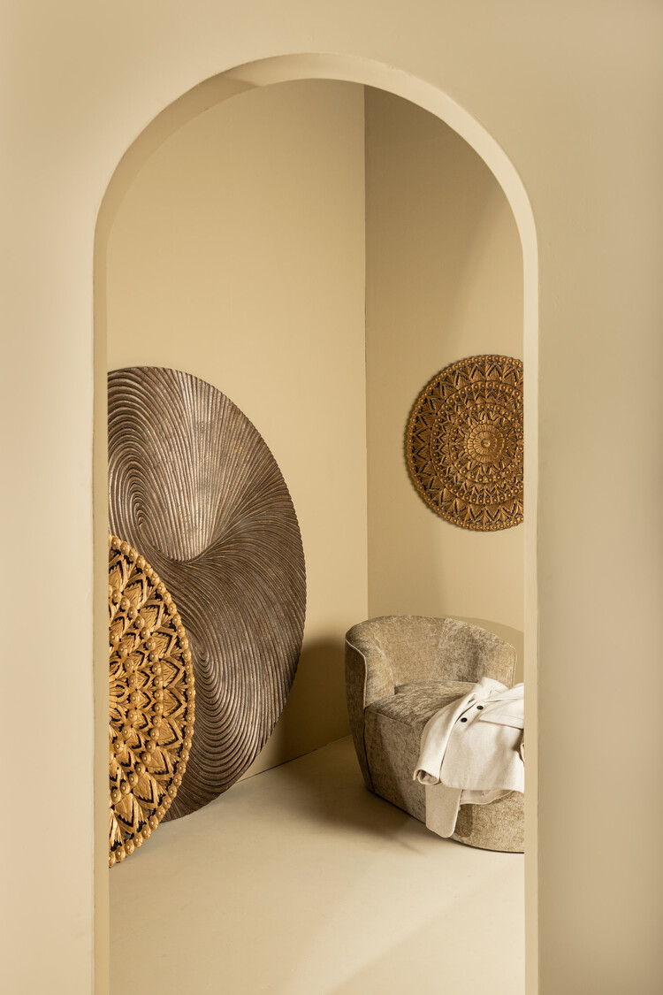 PTMD Collection Wiktor Brown MDF swirl carved wandpaneel rond Large