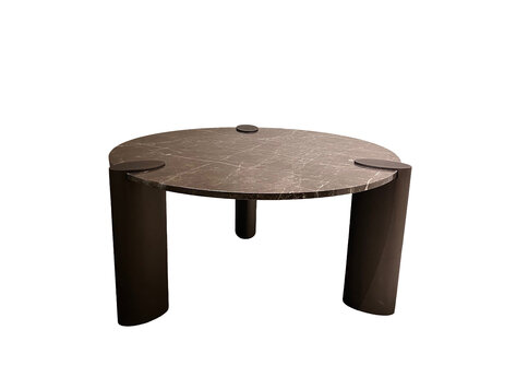 PTMD Collection Ora Brown marble salontafel marmer metaal rond laag