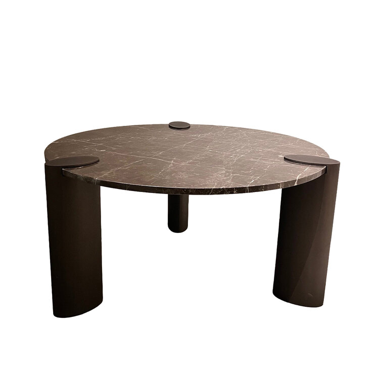 PTMD Collection Ora Brown marble salontafel marmer metaal rond laag