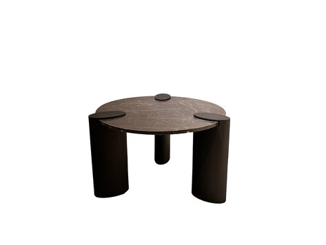 PTMD Collection Ora Brown marble salontafel marmer metaal rond hoog
