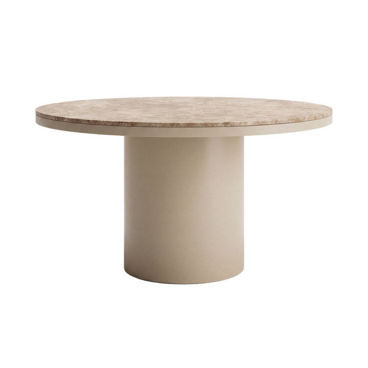PTMD Collection Lunaro Beige dark marble eettafel marmer rond