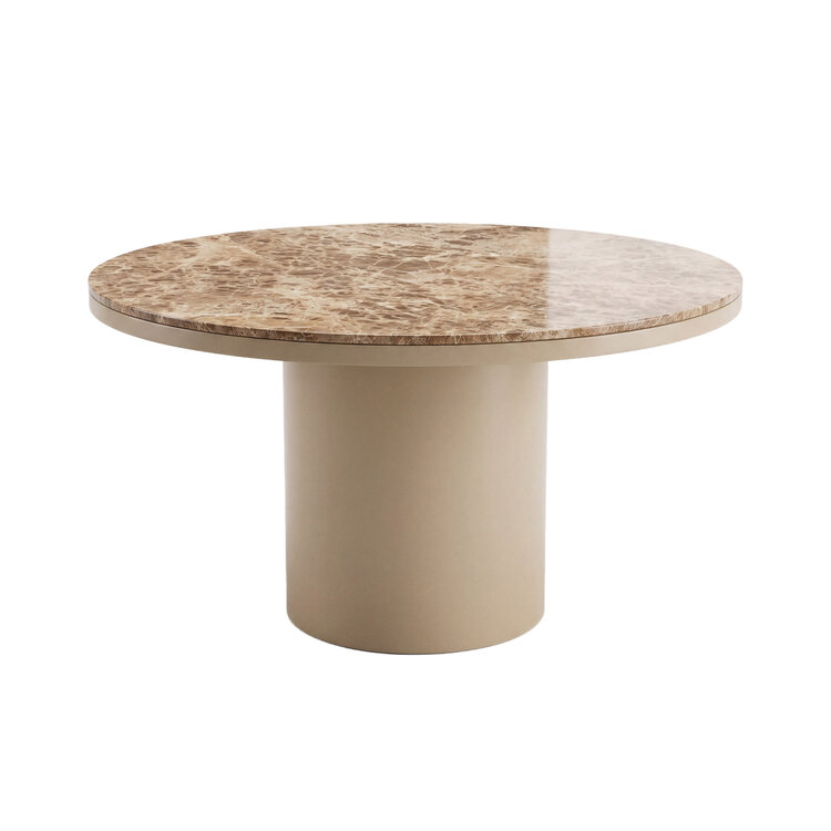 PTMD Collection Lunaro Beige dark marble eettafel marmer rond